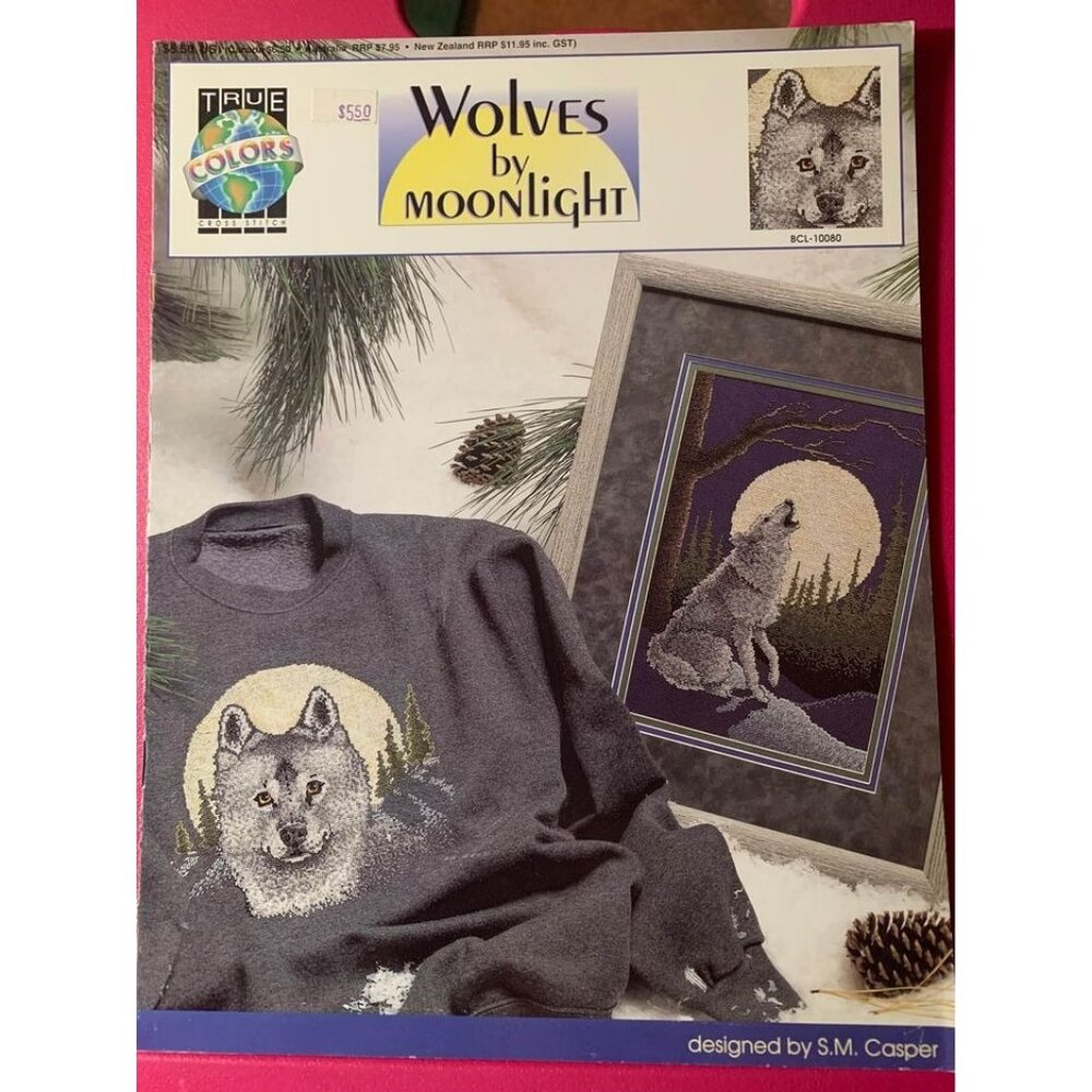 True Colors Wolves By Moonlight Cross Stitch Pattern Book S.M. Casper Design DIY